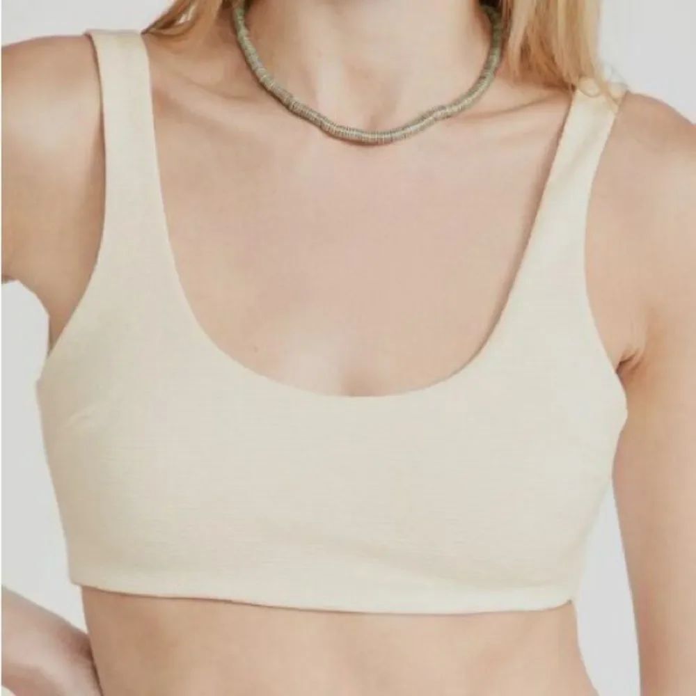 Mara Hoffman NWT Lira Ribbed Bikini Top in Cream Size Large MSRP $145